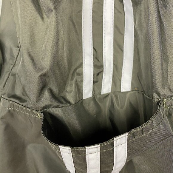 VINTAGE Adidas Jacket Boy's Medium Olive Green 3 Stripe Full Zip 90's Y2K - Picture 8 of 12